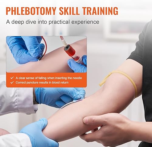 Miniatura 3 de Kit de brazo de práctica intravenosa VEVOR hecho de material de PVC y látex, brazo de flebotomía con soporte de infusión, brazo de práctica