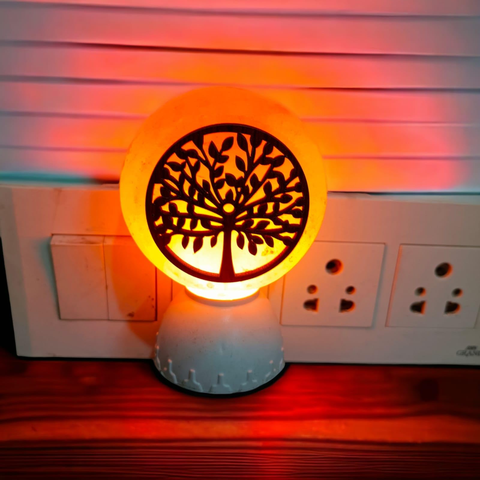 Wish Tree Himalayan Rock Salt Crafted Pluggy Lamp for Positive Energy,Ideal for Home Decor