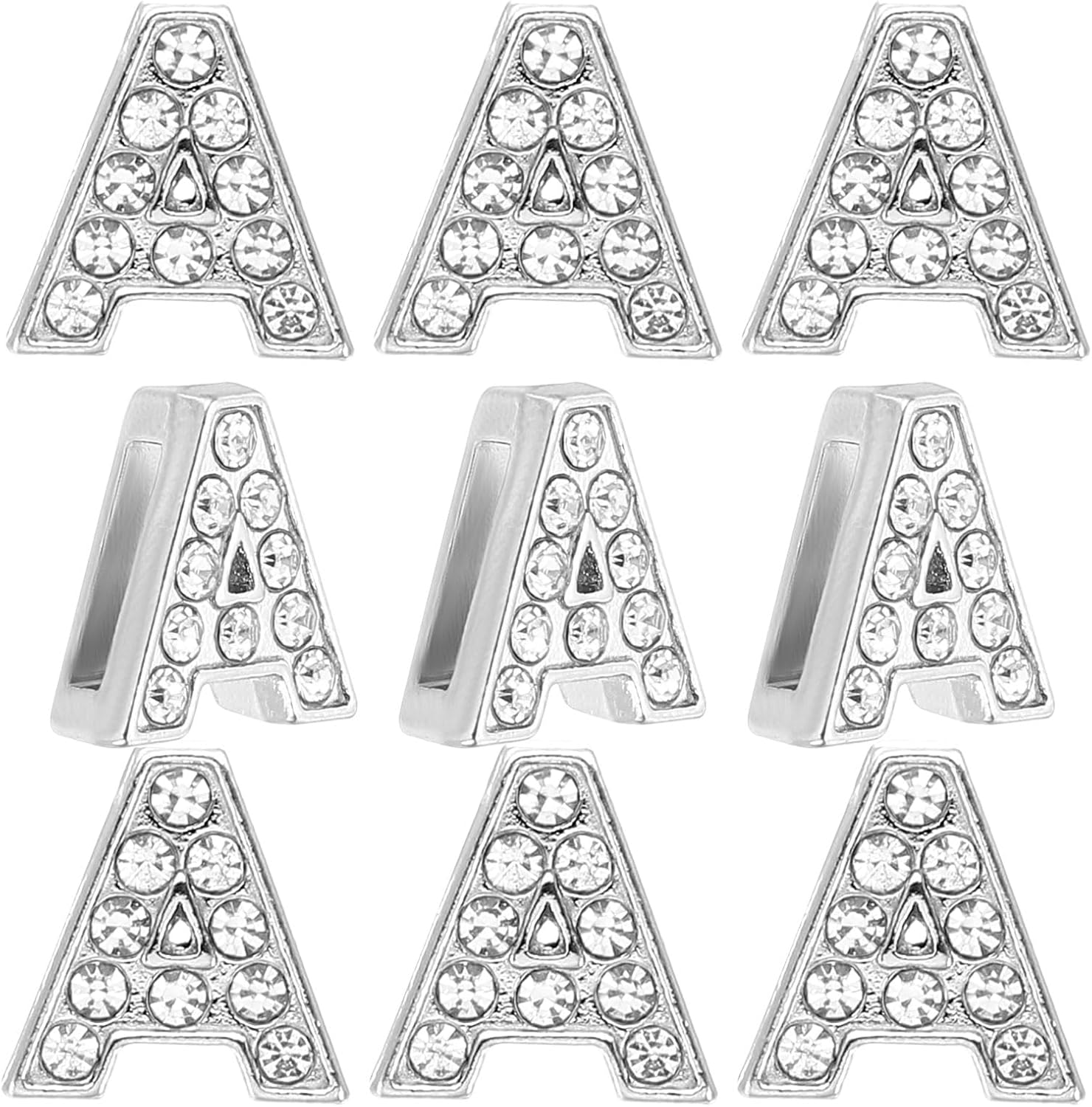 PATIKIL 30pcs Letter Charm, Rhinestone Letter Charm Crystal Alphabet Slide Wristbands Pendant for Jewelry Making Leather Collar Necklace