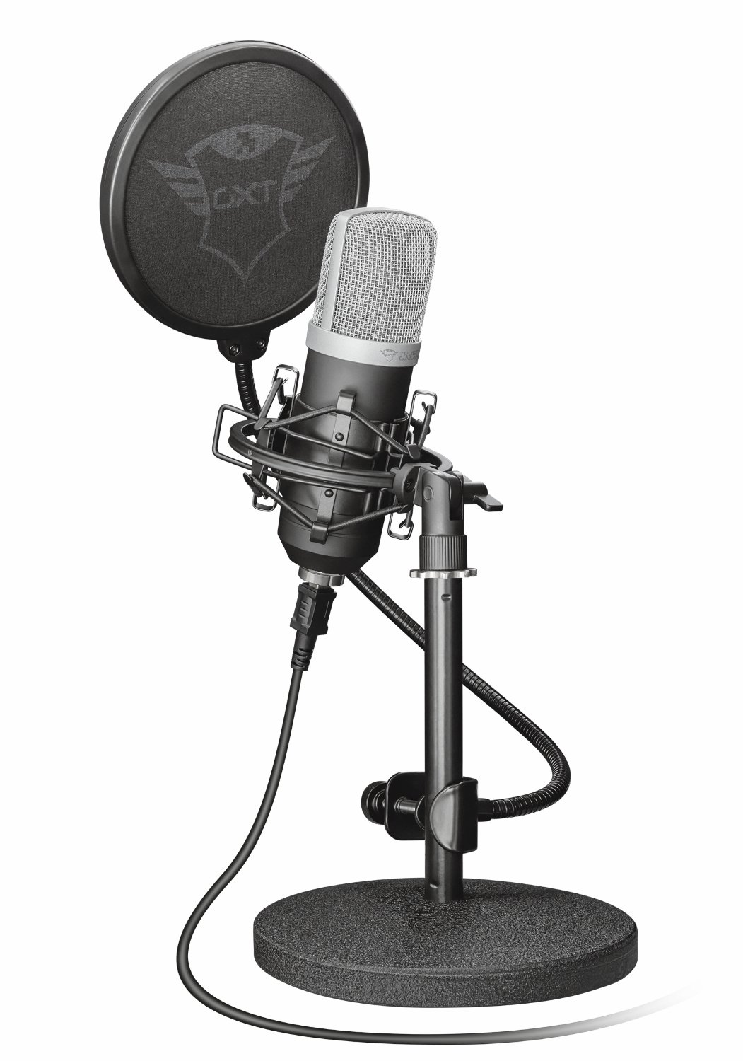 Trust Gaming GXT 252 Emita Microphone, Gamer Micro en Valisette, avec Directivité Cardioïde, USB Microphone pour PC, Ordinateur, PS4, PS5, Podcasts, Vlogs, Streaming, Youtube, Twitch - Noir