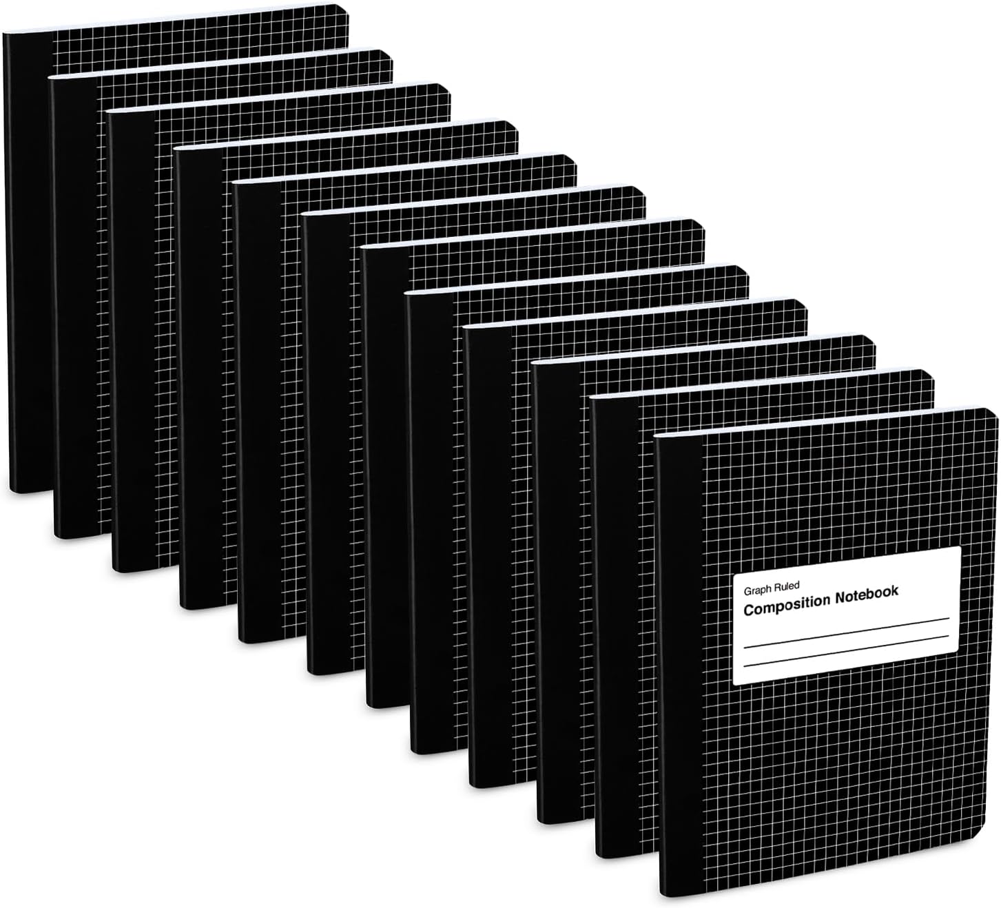 Manaloom Graph Ruled Composition Notebooks, 12 Pack – 9.75 x 7.5 in, 100 Sheets – 4x4 Quad Grid Paper for Math, Science, School & College – Durable Cover