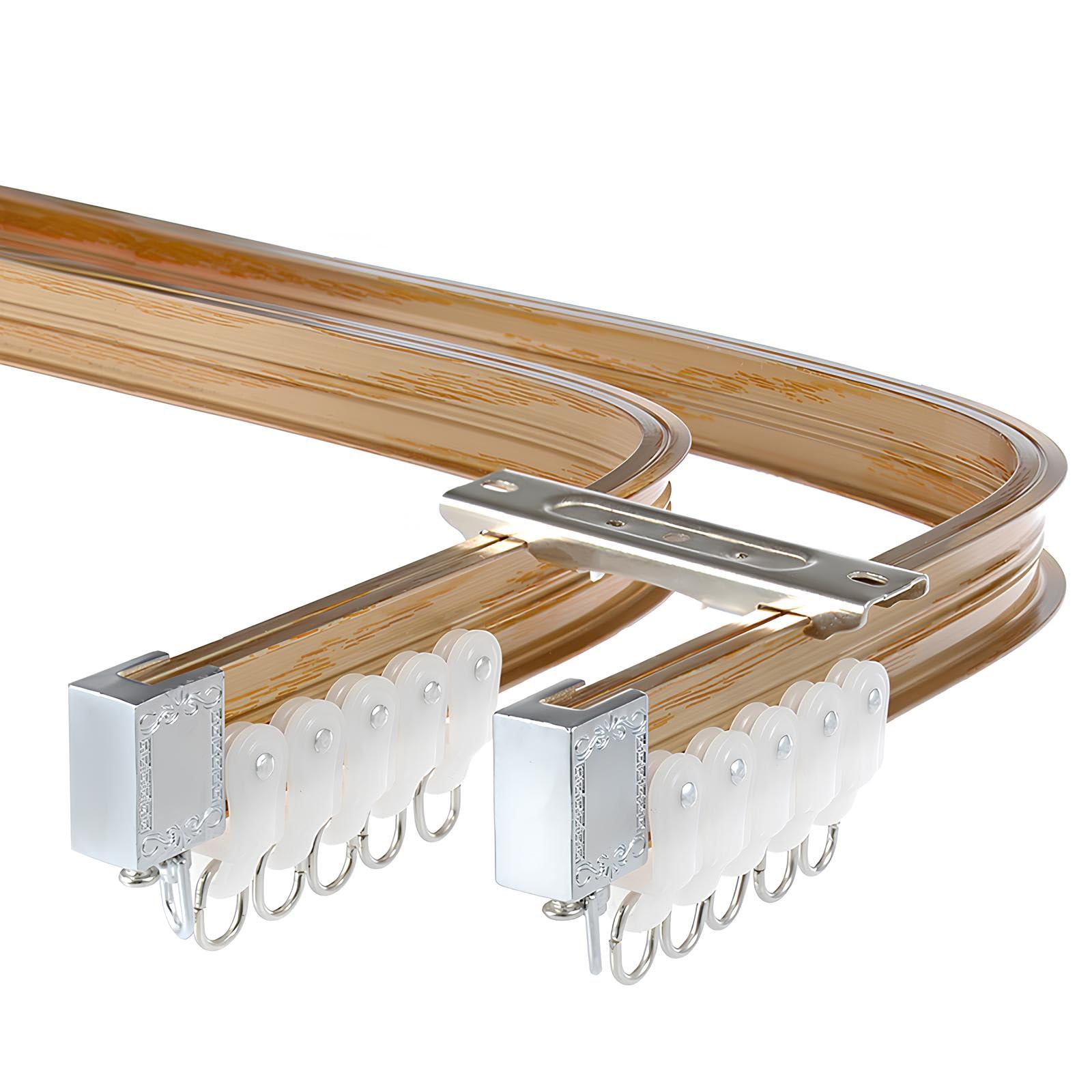 Wataow Gold Ceiling Curtain Rods | Wall Mount Flexible Double Curtain Track 70Cm-700Cm | Bendable Sliding Rail Set | Bay Window Curtains Pole For L-Shaped Windows(,100Cm/3.2Ft)