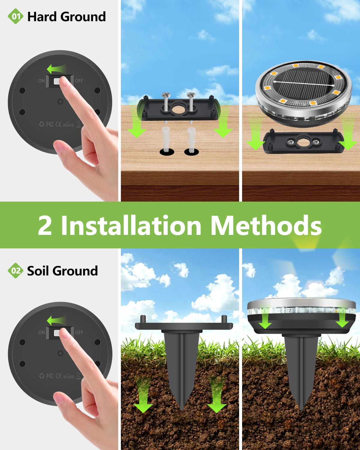 Bowfar 18 Stück Solar Bodenleuchten Aussen, IP65 Wasserdicht Solarlampen 12 LEDs Gartenbeleuchtung Solar Mit Upgrade Solarpanel, Warmweiß Solarleuchten für Garten, Rasen, Gehweg, Patio, Auffahrt