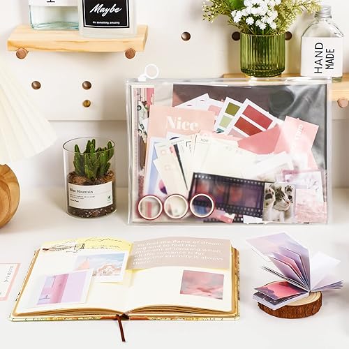 Miniatura 6 de Paquete de 114 suministros de álbumes de recortes para álbumes de recortes, para diario, diario, planificadores de diarios basura, calcomanías de