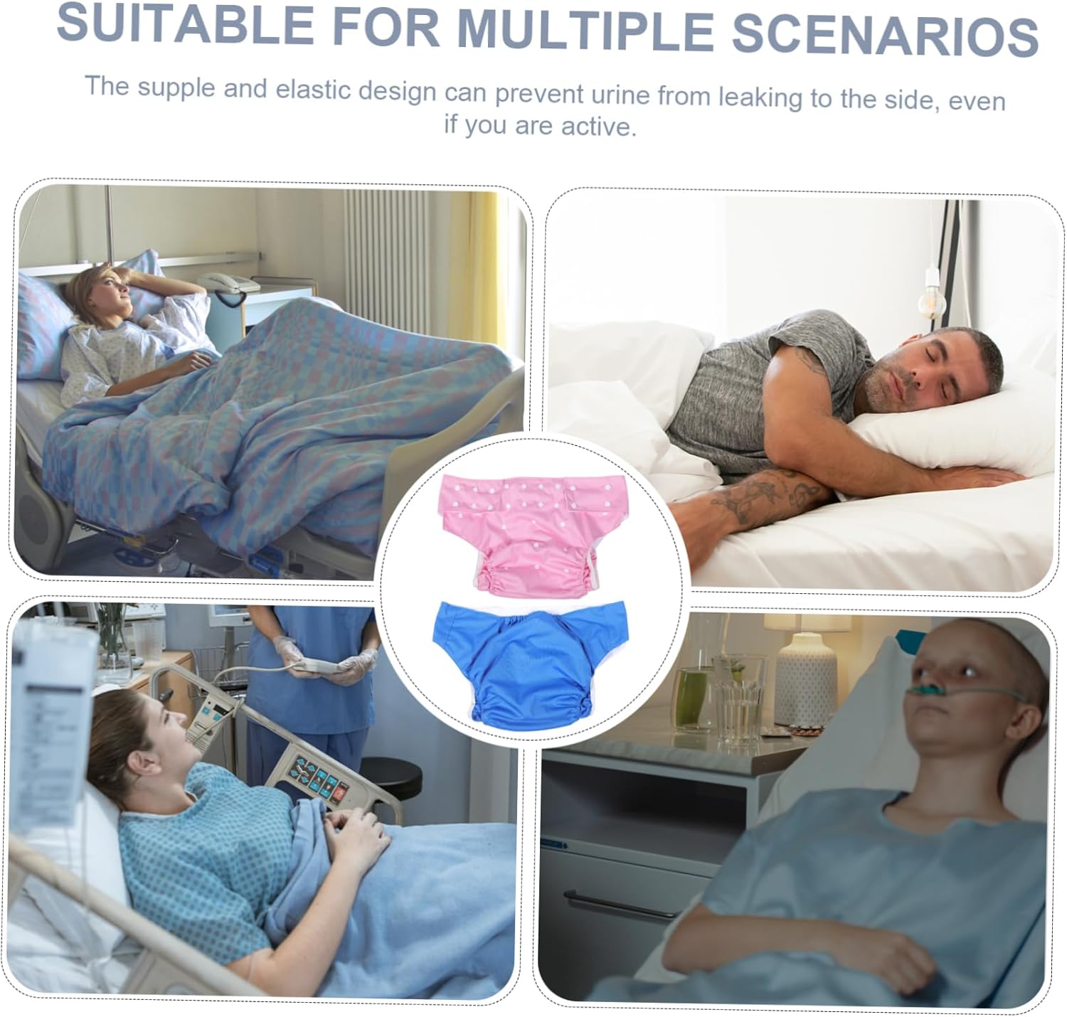 NOLITOY 2pcs Reusable Adult Diapers for Men Cloth Diaper Leak Design Comfortable and Breathable Incontinence Pants for Elderly Care