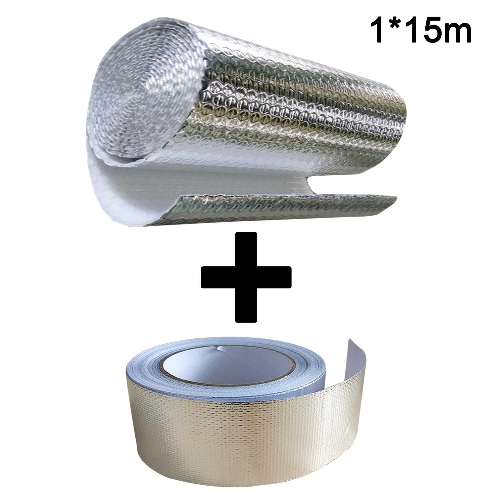 Rollo Aislante Termico Reflexivo Autoadhesivo Lámina Aislante Doble Cara para Frío y Calor Aislamiento Radiadores para Paredes Techo Suelo Furgonetas Buhardillas Garaje(Size:1x15m)