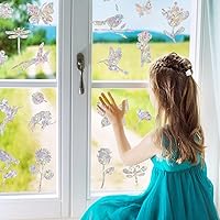 Vista 6 de Adhesivos anticolisión para ventanas, 9 calcomanías estáticas para ventana para evitar golpes de pájaros, vinilo prismático no adhesivo, calcomanías