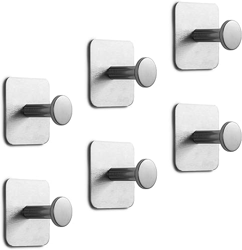 Miniatura 8 de Ganchos de metal adhesivos resistentes para colgar sombreros, herramientas de garaje, accesorios de ducha, juego de 6 perchas de almacenamiento para