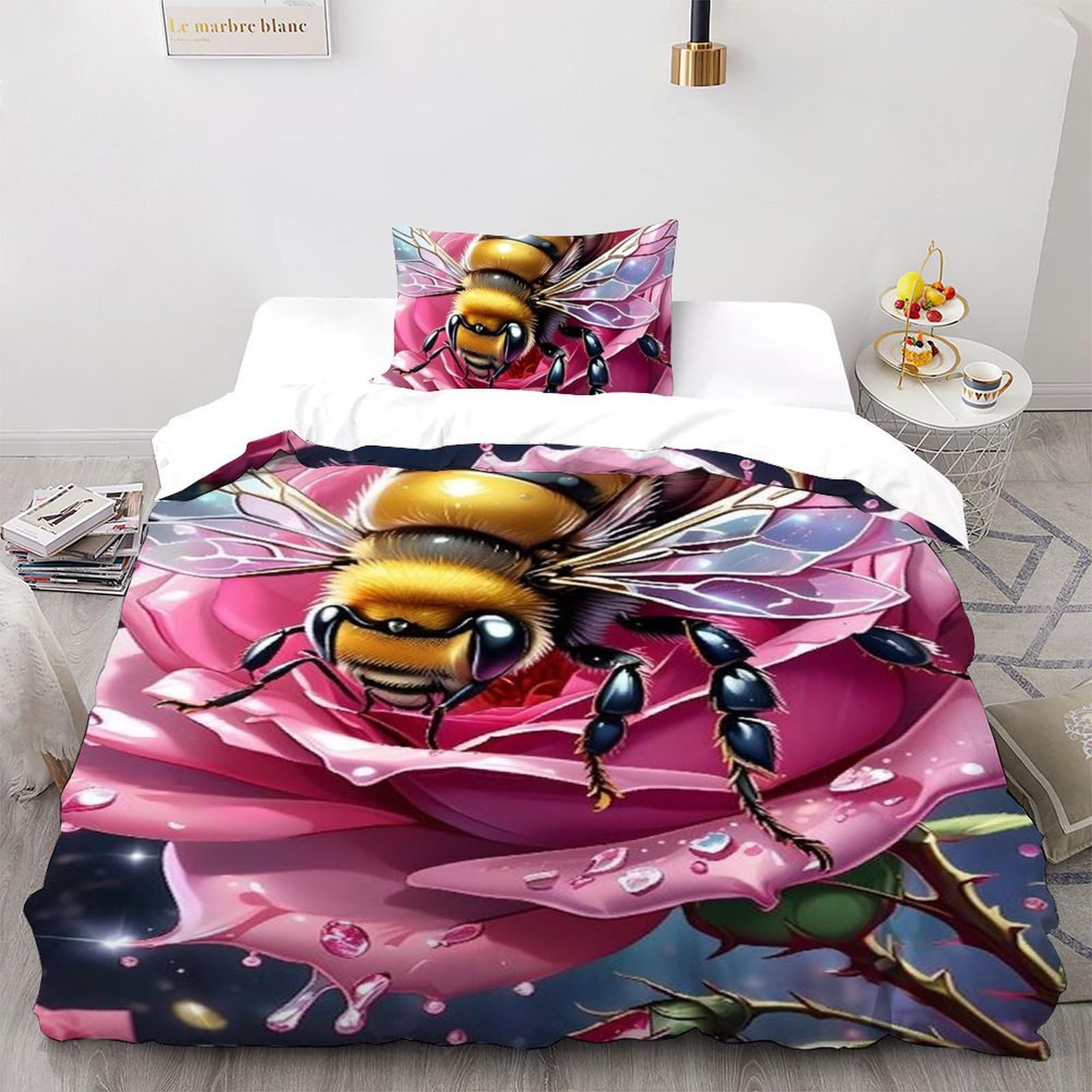 Housse de couette animaux anti-décoloration et sans repassage pour lit enfant single