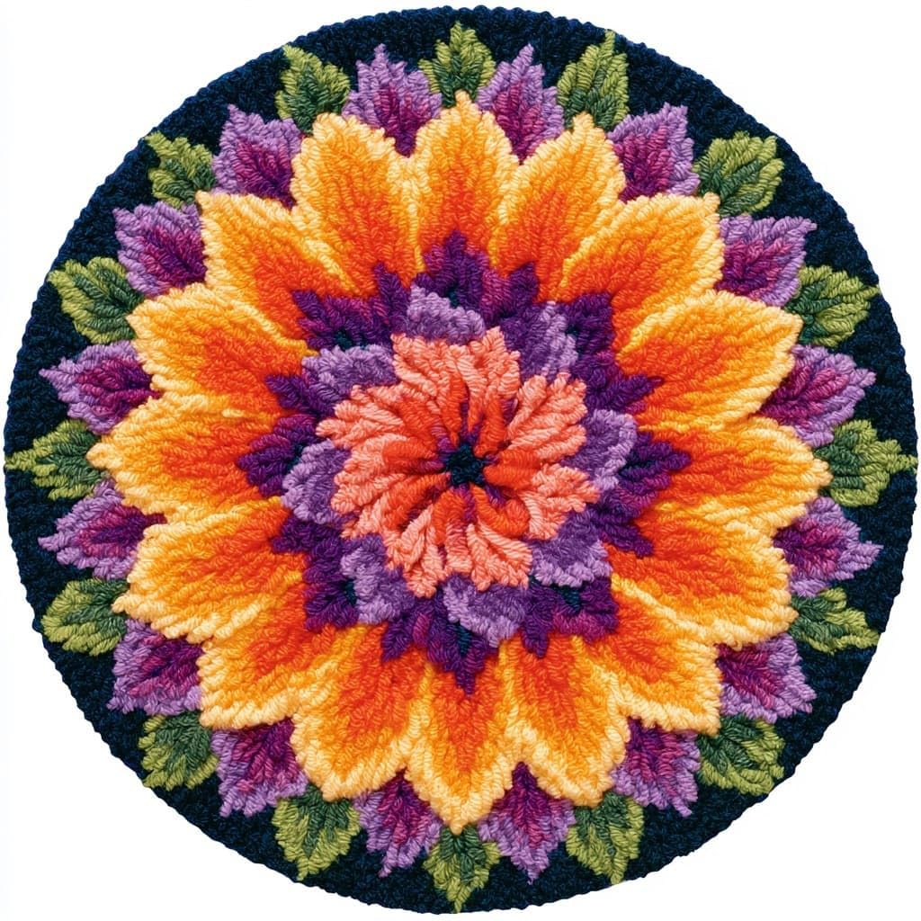 AMBATTERY DIY Latch Hook Rug Kit for Aldult,Flowers