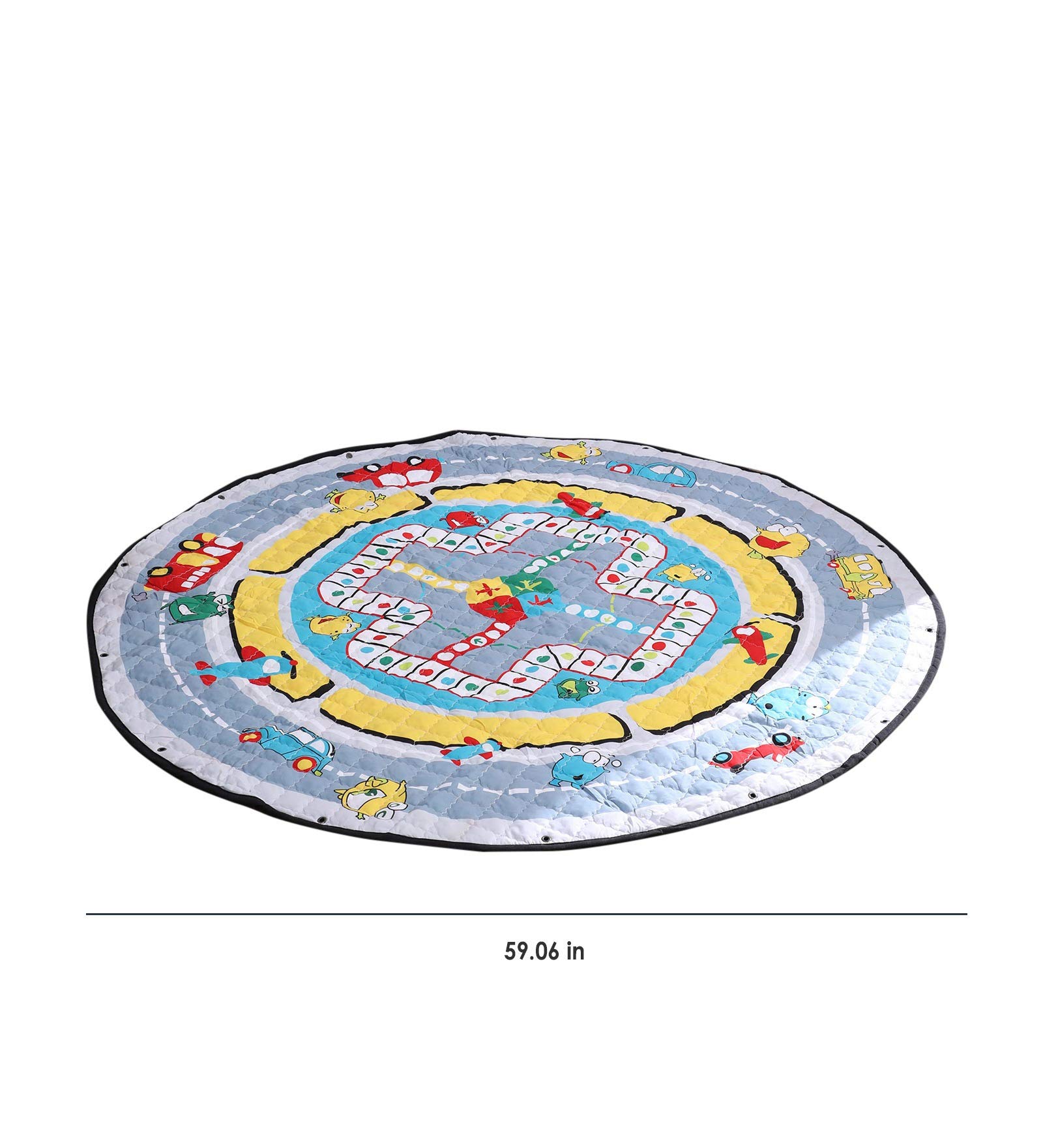 The Tickle Toe Cotton Quilted Reversible Cars Playmat or Activity Mat Cum Storage Bag (Multicolour) 1