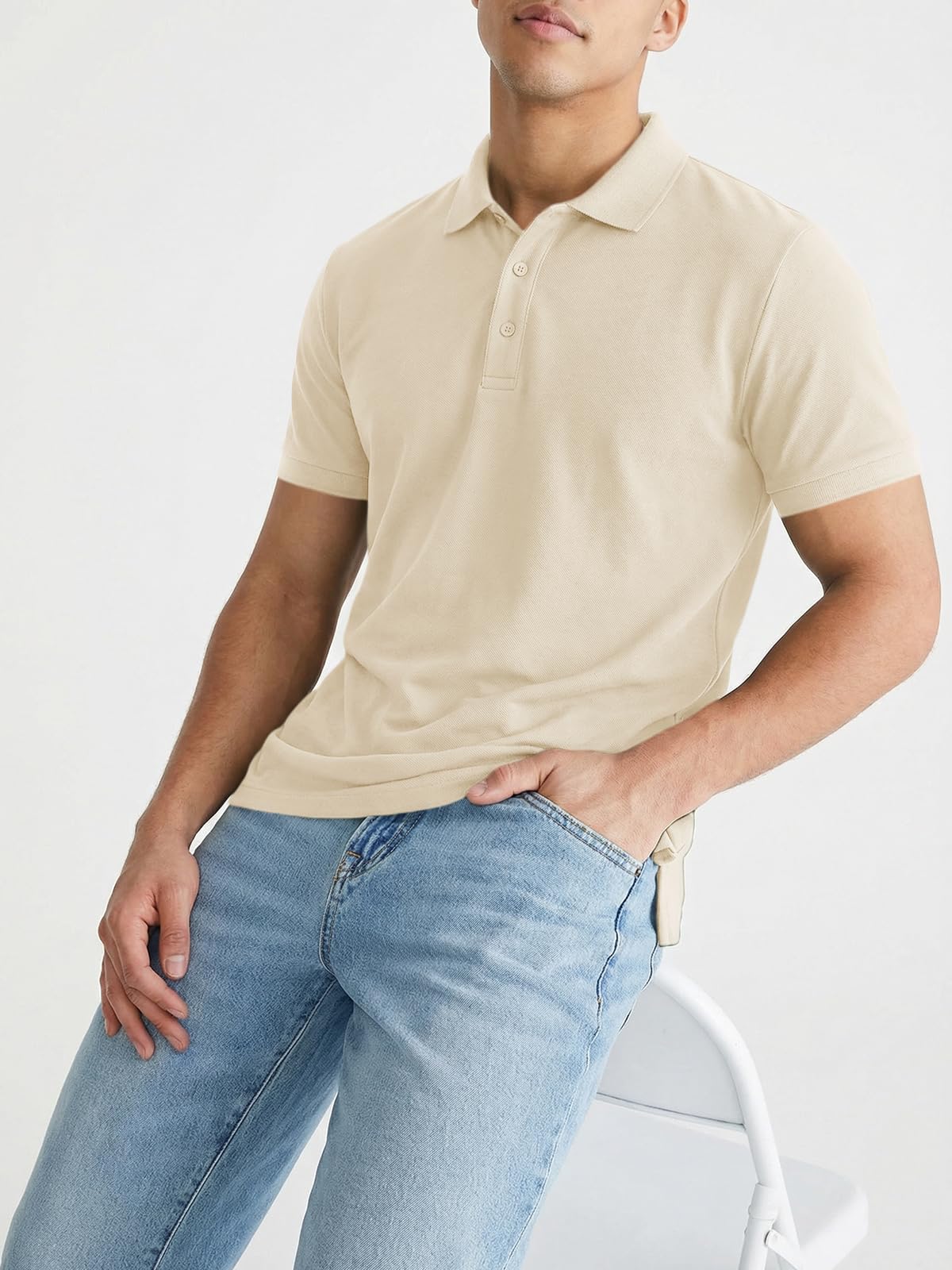 Polo de golf para hombre, manga corta, ajuste seco, para hombre, con cuello — view 2