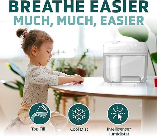 Miniatura 3 de PureGuardian Humidificador ultrasónico de niebla fría de 1 galón, tiempo de funcionamiento de 48 horas, calas de 410 pies cuadrados, humidistato,
