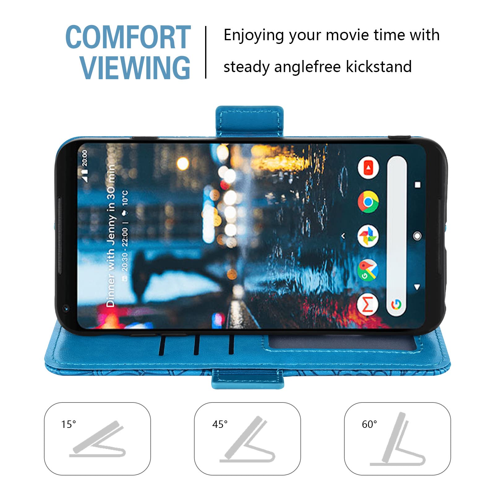 MILEGAO Custodia in Pelle per Google Pixel 2 XL Custodia Magnetica per Telefono con Portafoglio e Slot per Carte + [2 Pezzi] Proteggi Schermo in Vetro Temperato per Google Pixel 2 XL (6