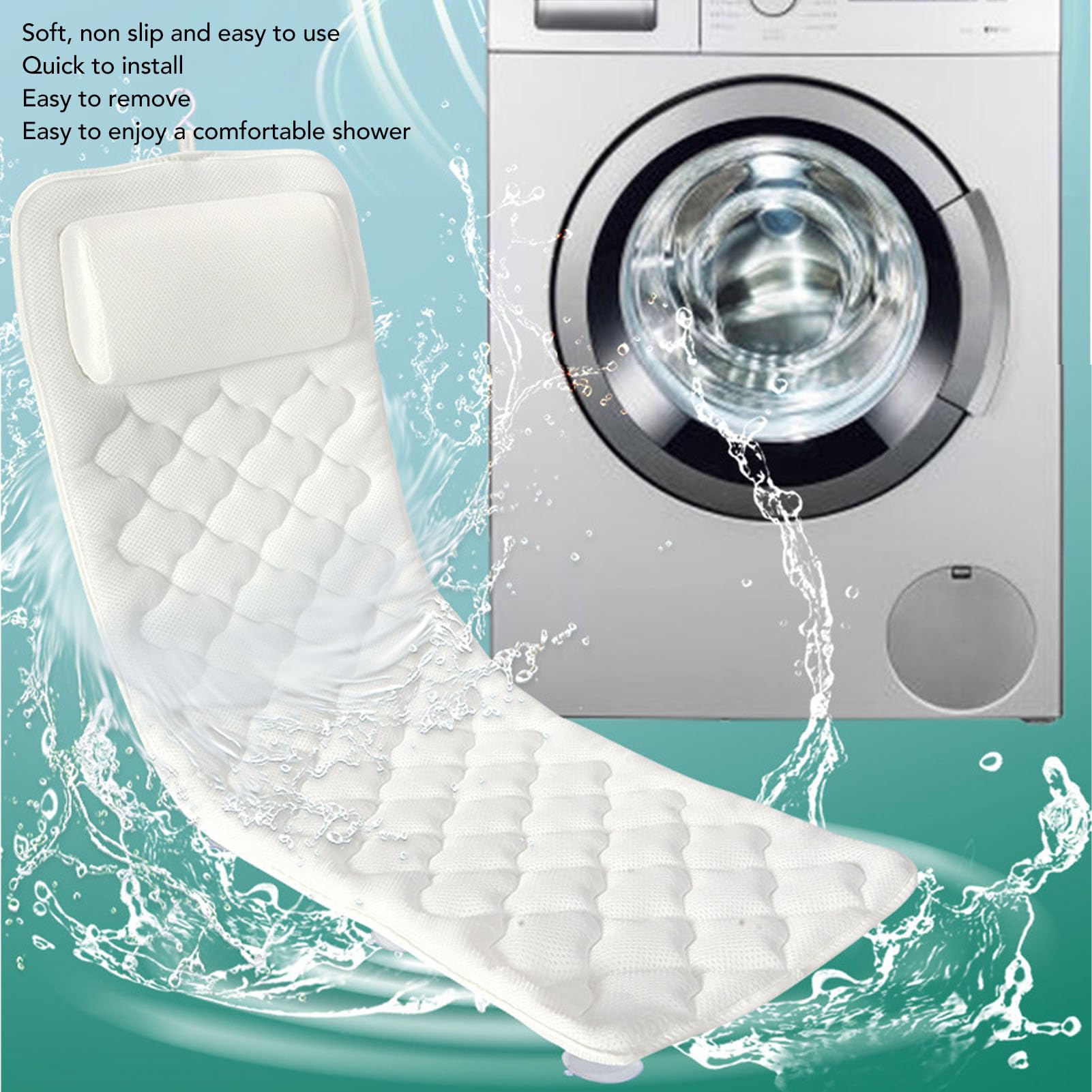TOPINCN Cuscino da Bagno per Tutto il Corpo Poggiatesta Antiscivolo per Vasca da Bagno e Cuscino di Supporto per il Collo con Forti Ventose per Tutti i Tipi di Vasche da (Digitare un)
