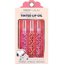 CELAVI x PEANUTS Snoopy Lip Oil Set, 3 Pc, Everyday - Hydrating Lip Care, Cute Makeup Gift for Teens & Women