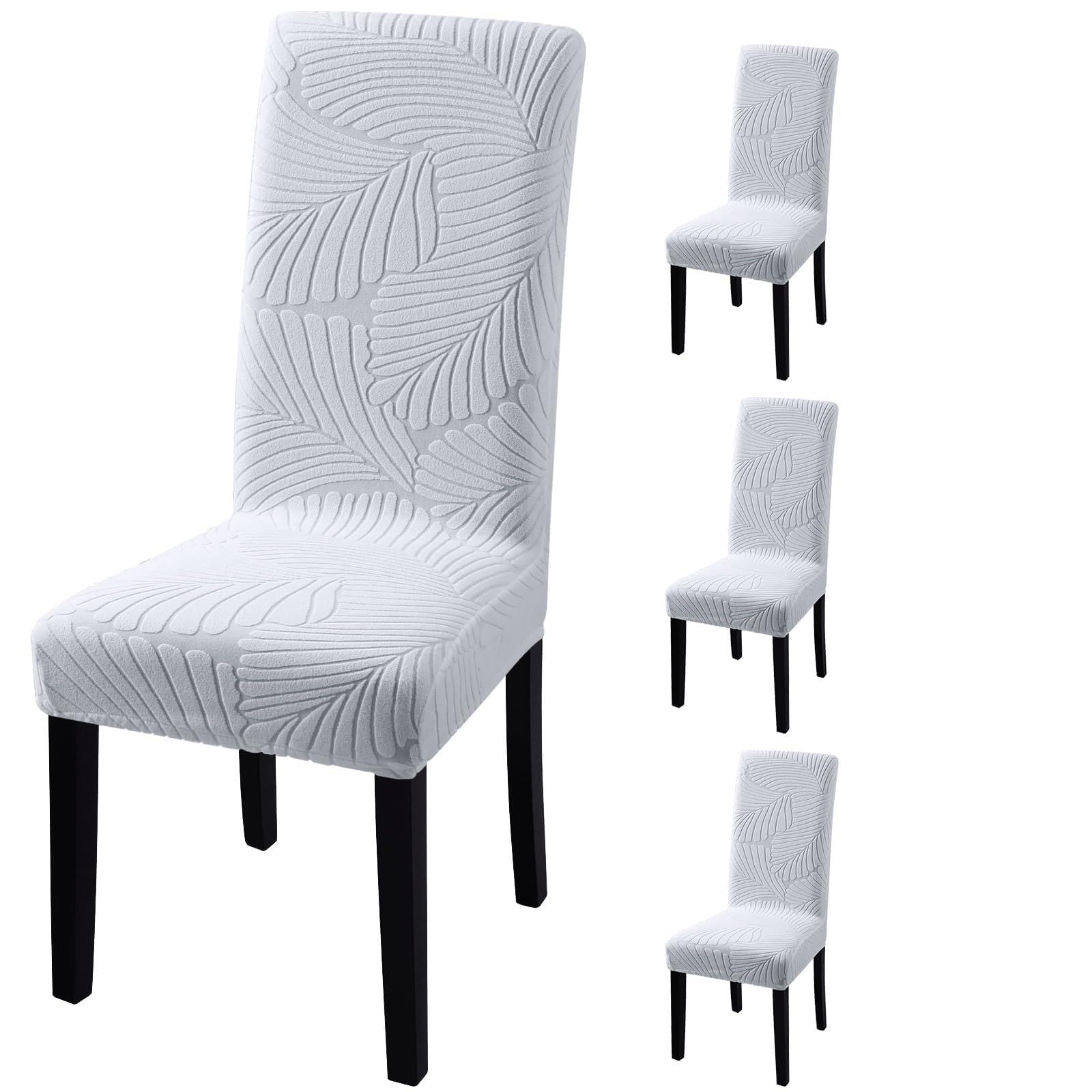 Fuloon Stretch Dining Chair Covers, Removable Washable Jacquard Chair Slipcovers, Wrinkle & Stain Resistant Protectors for Dining Room, Kitchen, Living Room, Hotel, Restaurant, Banquet, Home