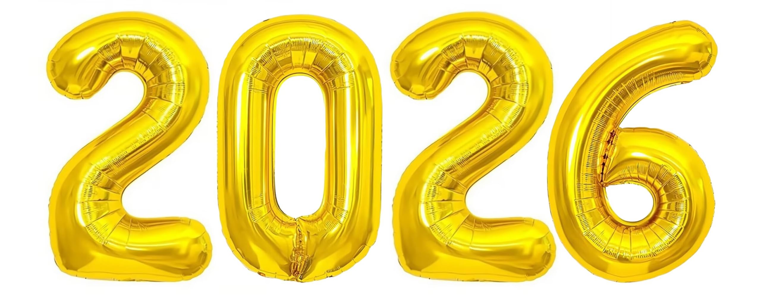 Elizakumi Gold Number 2026 Balloon Large Happy New Year / 40inch Party Deco