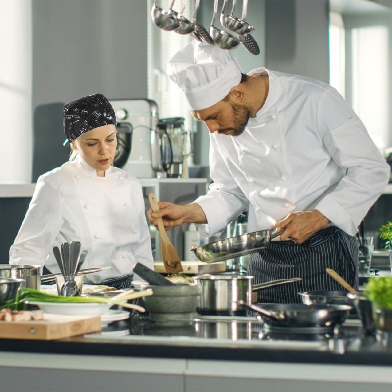 Sombrero De Cocinero Fregar Sombreros De Las Mujeres Sombreros De Cinta De Restaurante Gorro Cocinero Gorro De Cocinero Chef Turbante Sombreros De Cocina Algodón