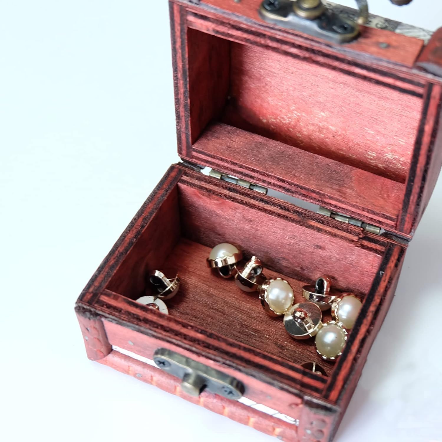 Adri - Cofre de madera pequeño para guardar joyas, joyeros de madera rusticos, mini Cofre Vintage para Joyas, ideales para regalitos y detalles. (COFRE SIN ASA, 9,3 X 6,5 X 6,4 CM)