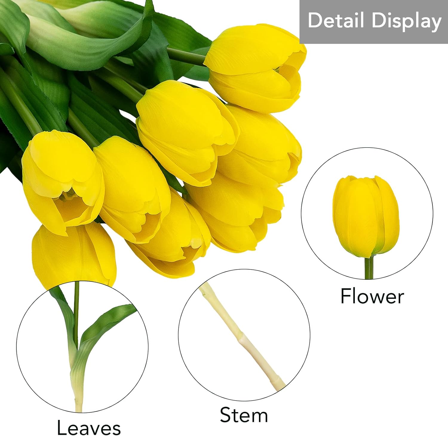 Artificial/Fake/Faux Flowers - Tulip Yellow 8PCS for Wedding, Home, Party, Restaurant - Image 7