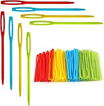 SAVITA 100pcs Plastic Sewing Needles, Large-Eye Knitting Needles Colorful Plastic Yarn Lacing Weaving Needle Learning Needles for Kids DIY Sewing Crafts (7cm/ 2.76 Inch)