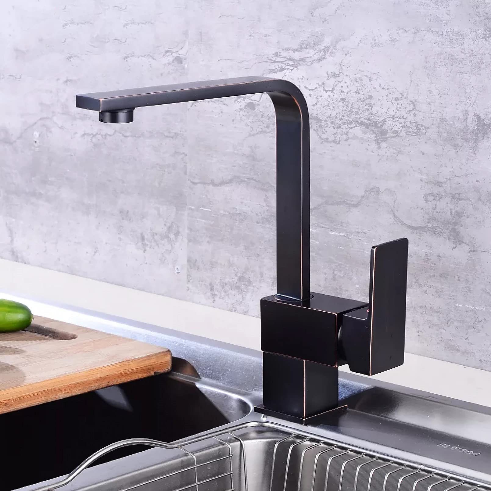 Robinet de cuisine noir anti-calcaire pour évier fini les fuites avec le laiton massif