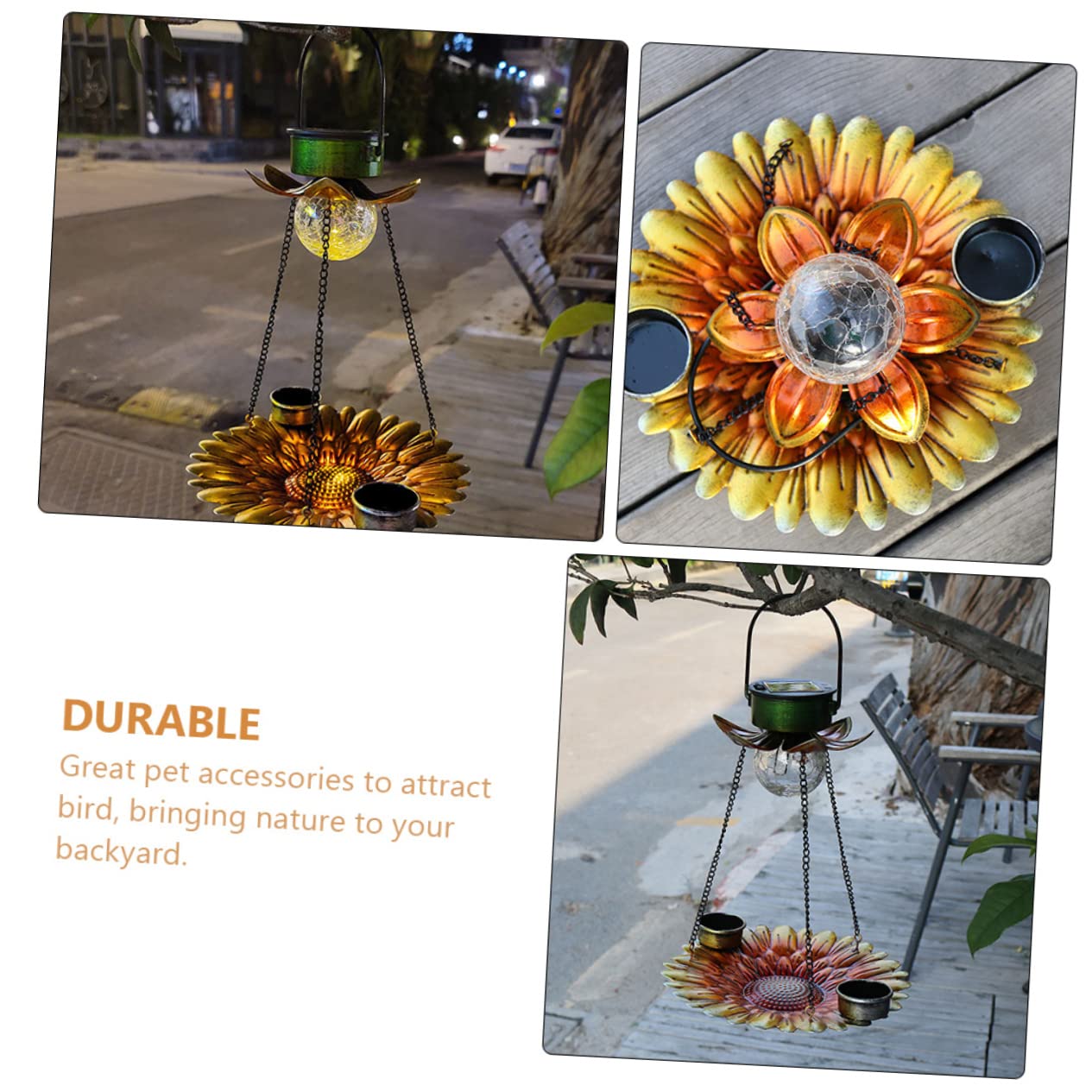 Solarbetriebener Vogelhäuschen mit Kreativer und Dekorativem Lampendesign Hängender Futterspender für Kleine Vögel im Garten für Kanarienvögel und Papageien