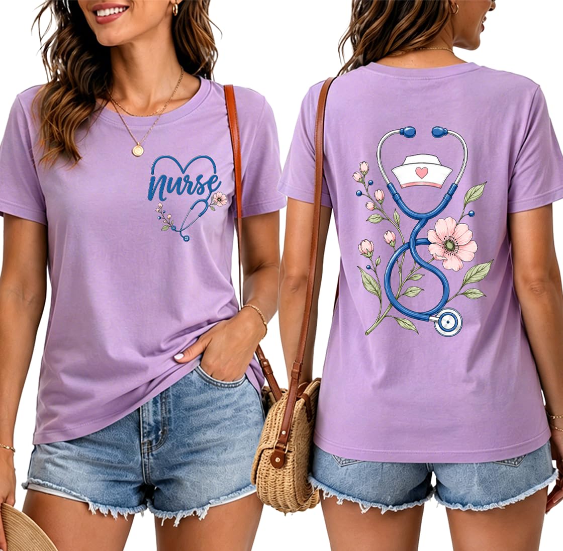 Nurse Shirts for Women Boho Floral Nurse Life T Shirt