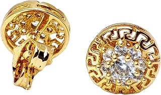 حلق اذن بريمة مطلي بالذهب الاصفر 18 قيراط ومزين بفصوص زيركون ذهبي للنساء - pro-0229 ⭐⭐⭐⭐⭐