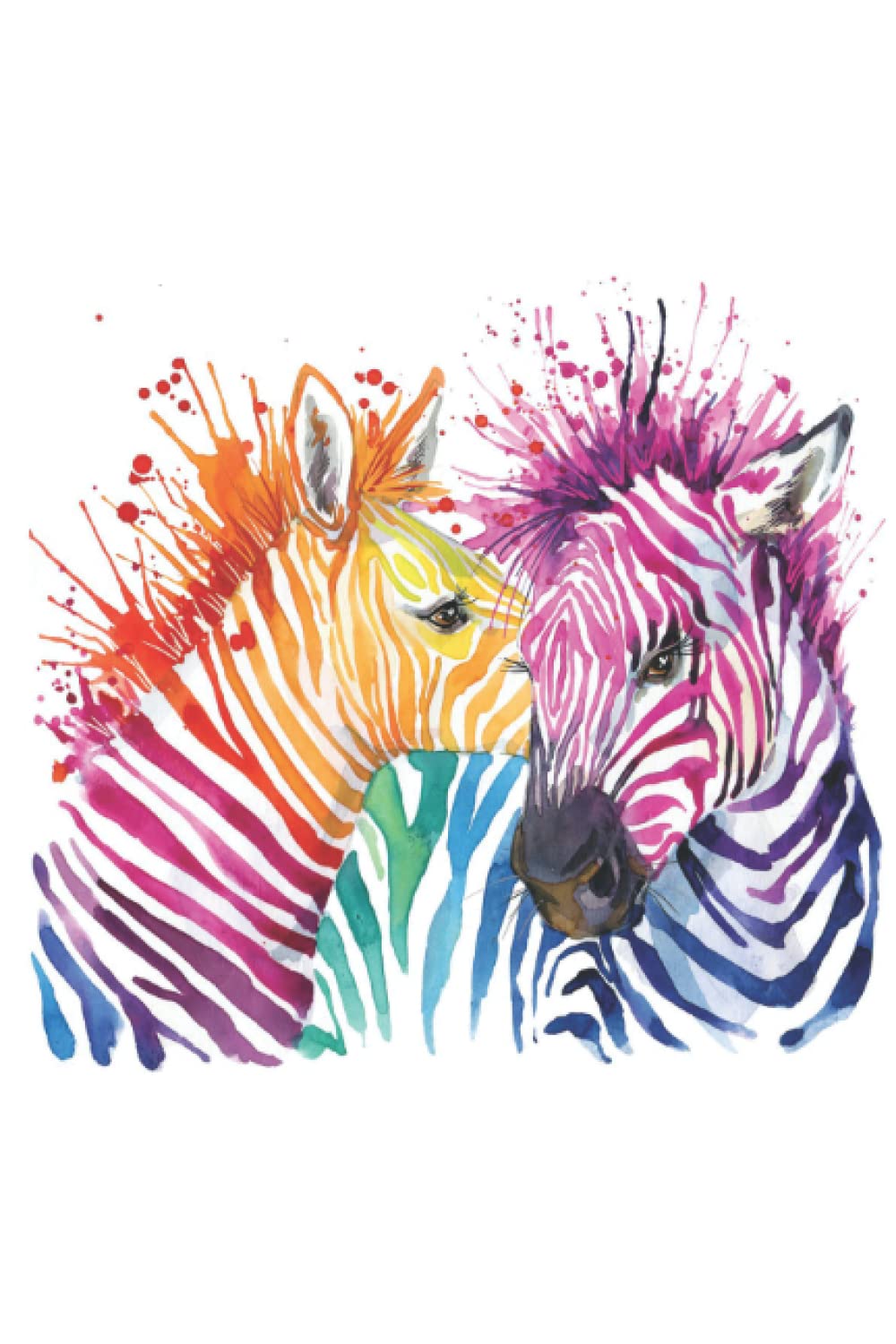 Rainbow Zebras Notebook Journal Blank Wide Ruled Pages Paper Composition Book Daily Planner Notes