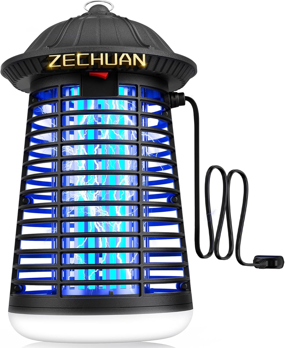 Bug Zapper Indoor Outdoor with LED Light, ZECHUAN Mosquito Killer Lantern, Electronic Fly Trap Insect Killer for Home, Backyard, Patio, Garden