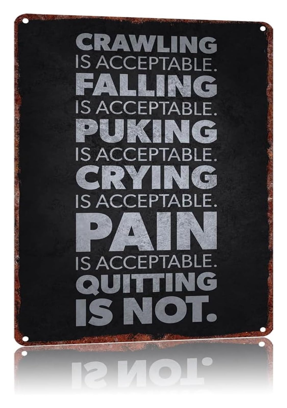 MQXFCZUX Vintage Quitting Is Not Acceptable Metal Tin Sign for Entryway Hallway Mudroom Wall Decor Classic Motivational Phrase Plaque Suitable Indoor Outdoor 8 X 12 inch