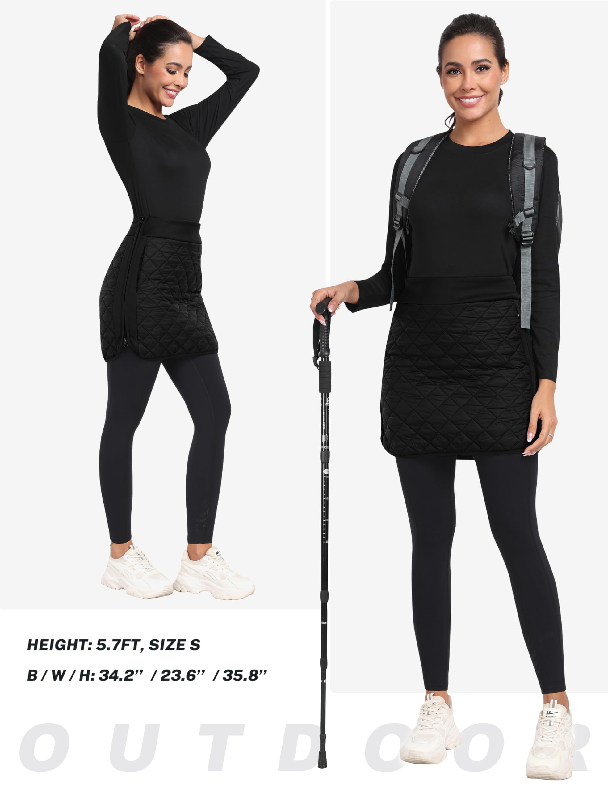 MoFiz Jupe Short Femme Hiver Jupe Matelassée Thermique Légère Jupe Randonnée Outdoor