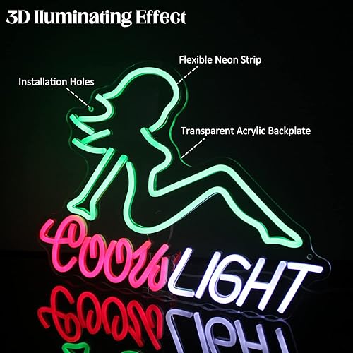 Miniatura 6 de Letrero de neón para bar, cerveza, LED, señal de luz de neón abierta, señora sexy, para pared, bar, bar, taberna, decoración de fiesta