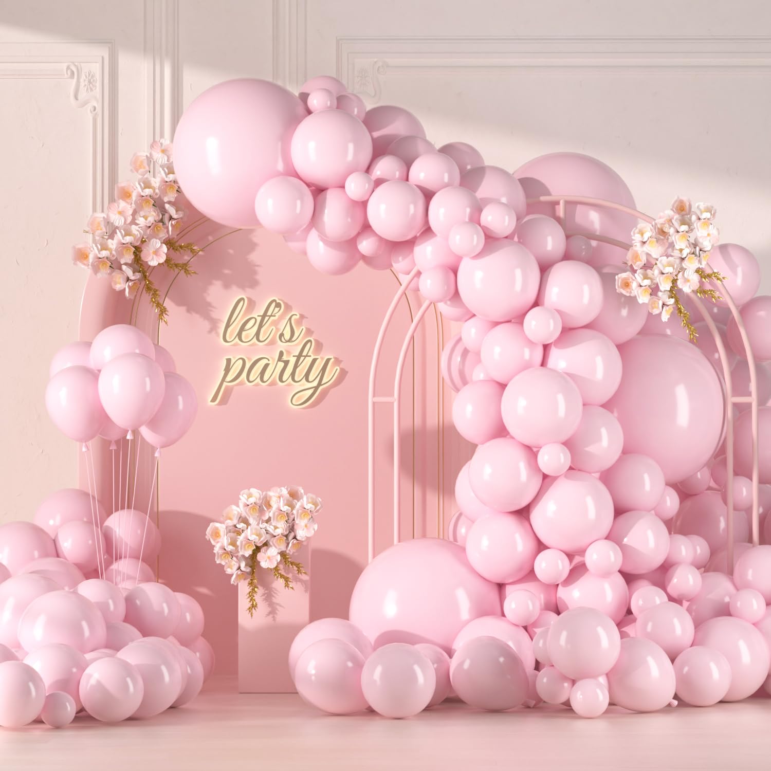 Photo 1 of (2 SETS) 146pcs Light Pink Balloons Garland Arch Kit, 18 12 10 5 Inch Different Size Pack Latex Party Balloons