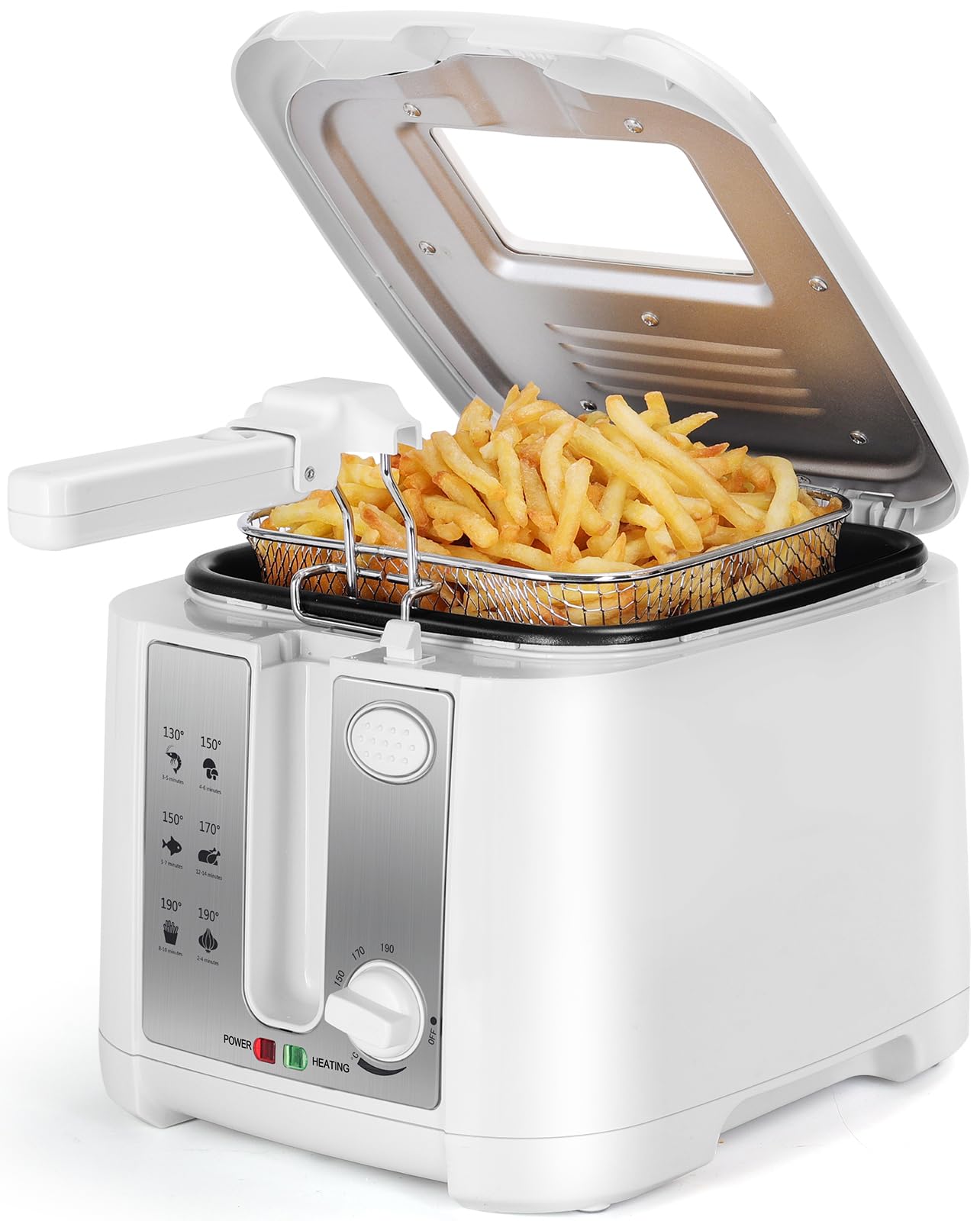 Aigostar Indra 30HEX - Friggitrice 1650Watts, Capacità 2,5Litri con finestra, Controllo di temperatura, Indicatori Luminasi. BPA assente