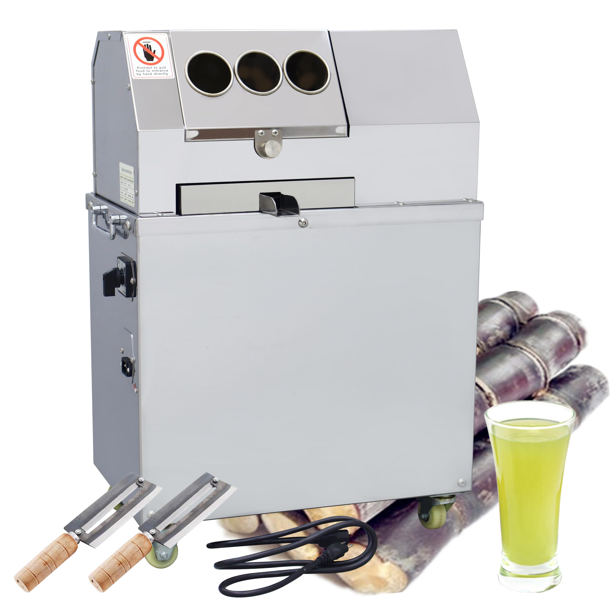 110V Electric Sugar Cane Press Juicer Machine 1500W Heavy Duty Sugarcane Juicing Crusher Extractor 1320LBS H 3 Feed