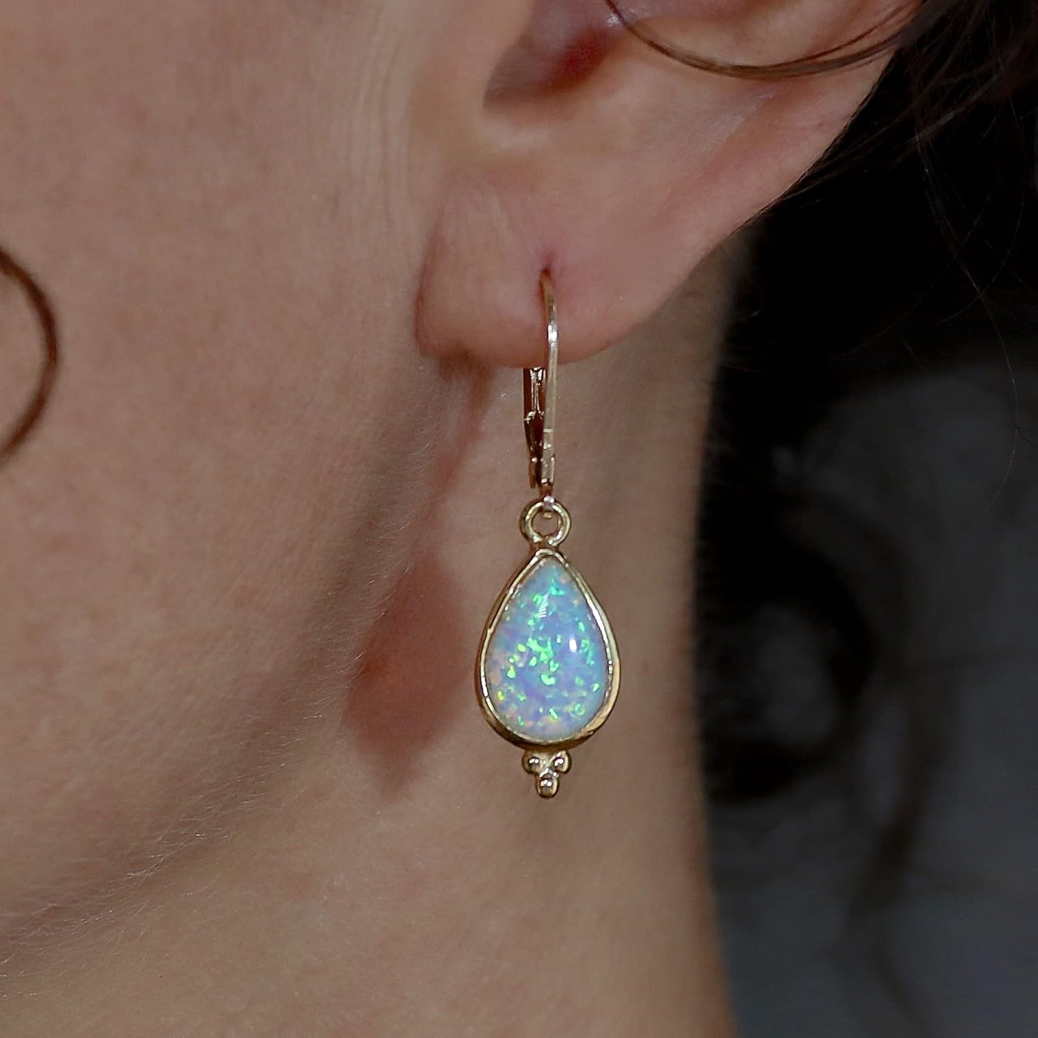 teardrop gold dangle earrings for women, leverback earrings