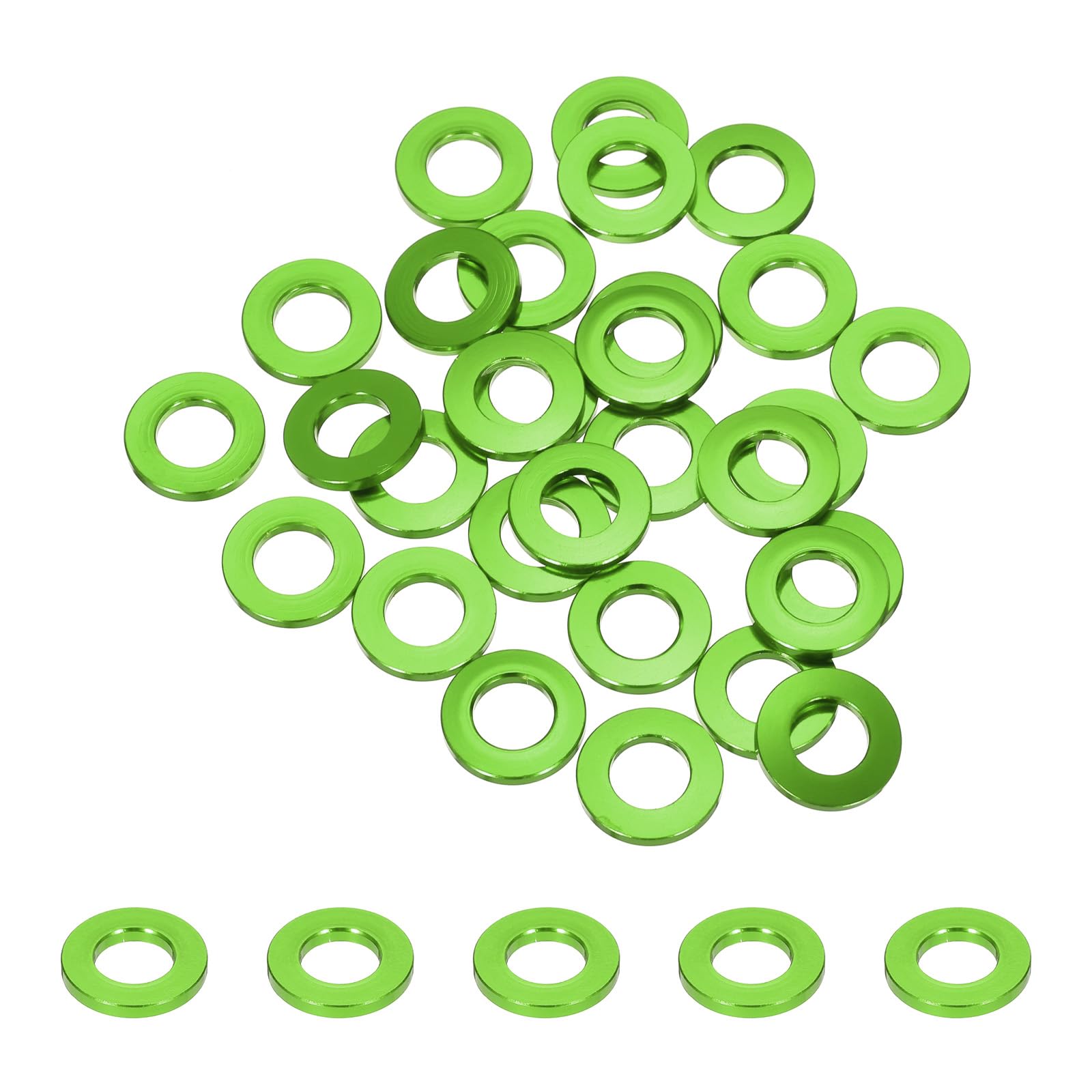 sourcing map 30pcs M8 Flat Washer Aluminum Gasket Anodized Countersunk Washer,Hole Dia 8mm/0.31" Round Washers for Screw RC/FPV/PC/Drone/Mechanical Accessories Model Parts,(Green) — image 1