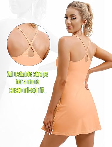 Miniatura 3 de Vestido de tenis para mujer, vestido atlético con brasier integrado y bolsillos cortos, vestidos de verano para mujer, trajes de golf para