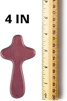 Vista 2 de Needzo Mini cruces de mano de madera morada para mayor comodidad, recordatorio del amor infalible de Jesús, cruz aferrada para sostenerla