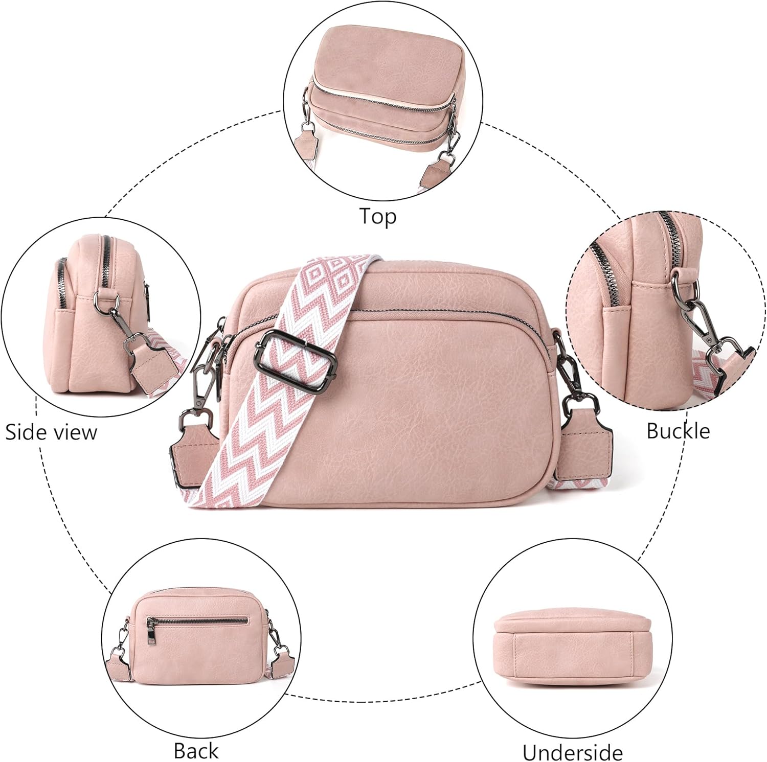 TANTOMI Crossbody Bags for Women Trendy,Vegan Leather Crossbody Purses for Women Small Shoulder Bag Handbags with Wide Strap - Image 7