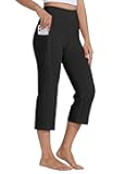 Women's Yoga Capris Pants High Waist Leggings Crop Straight Leg Athletic Exercise Workout Capris 21