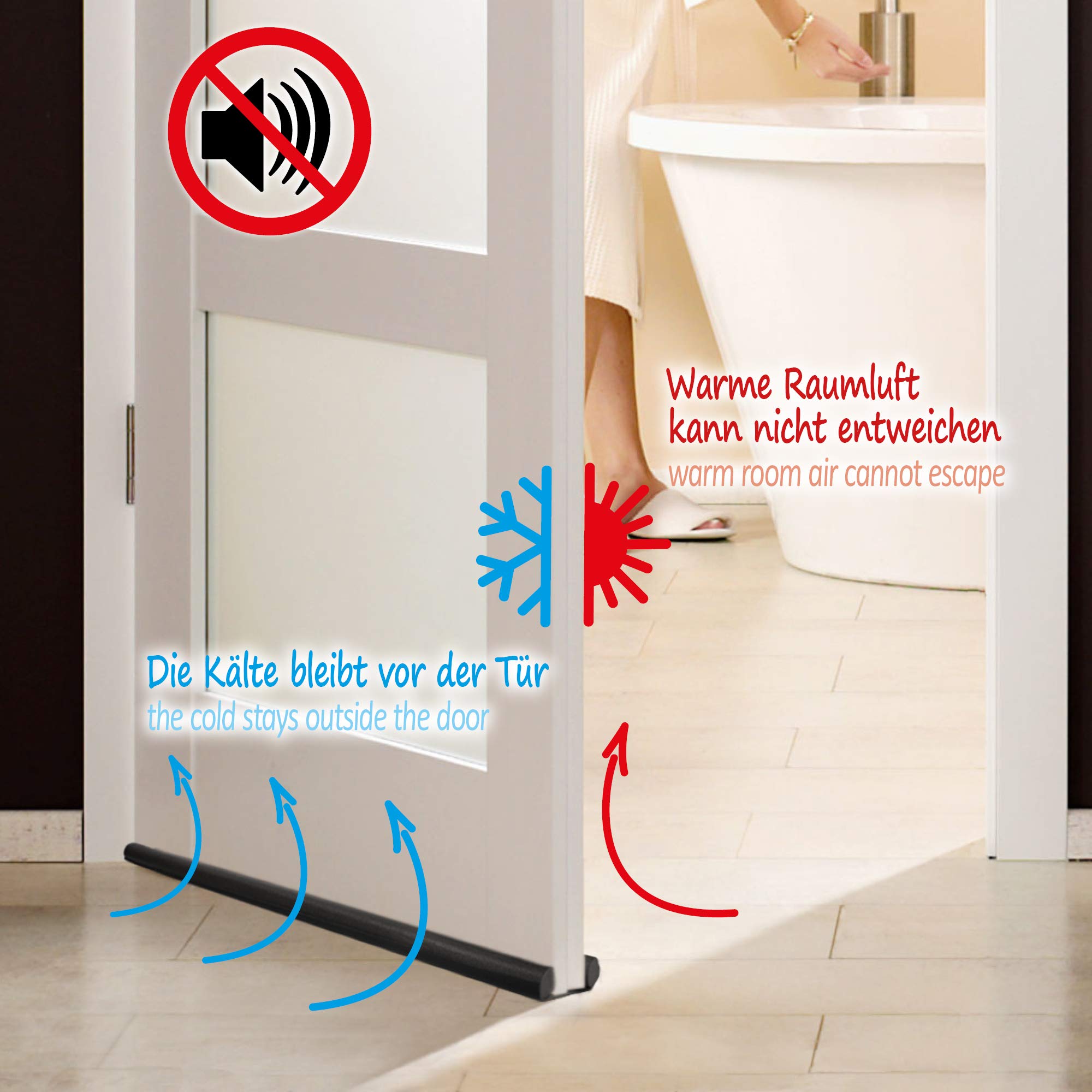 Paraspifferi Per Porta Com-four&reg; - Doppia Guarnizione, 86 Cm, Isolamento Da Aria E Rumore