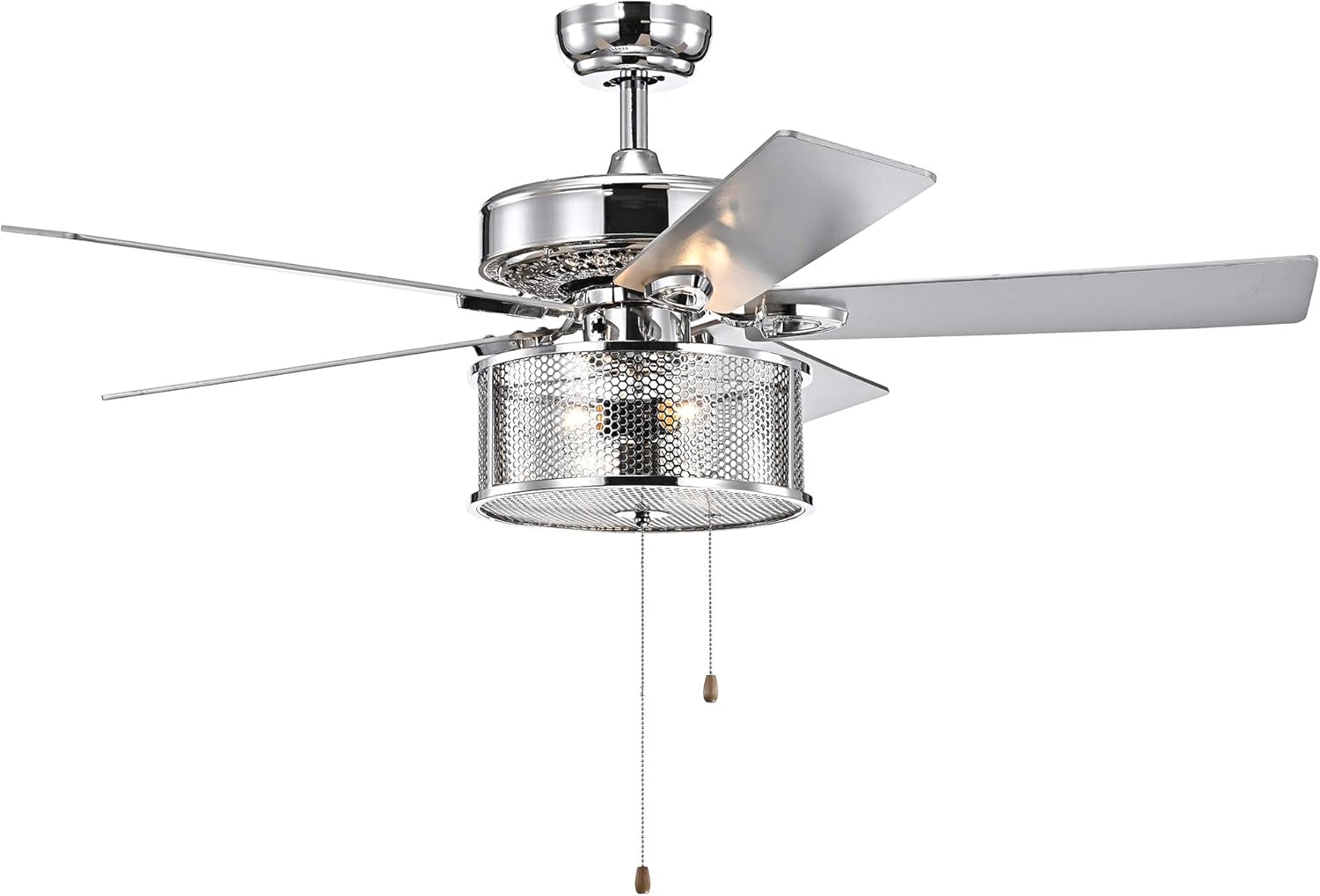 Warehouse of Tiffany CFL-8425CH Kostorn Chrome 52-Inch Lighted Honeycomb Mesh Shade Ceiling Fan, Silver