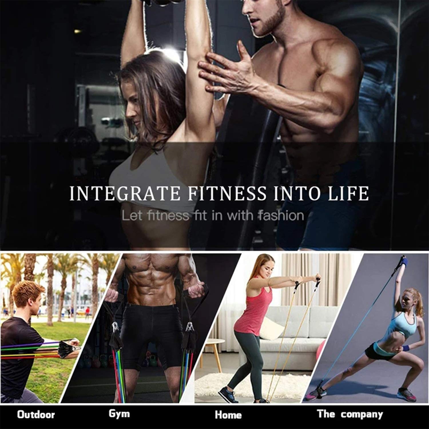 DiaryLook - Set di fasce di resistenza con manico, per uomini e donne, fasce elastiche per fitness a casa, palestra, attrezzatura per l'allenamento