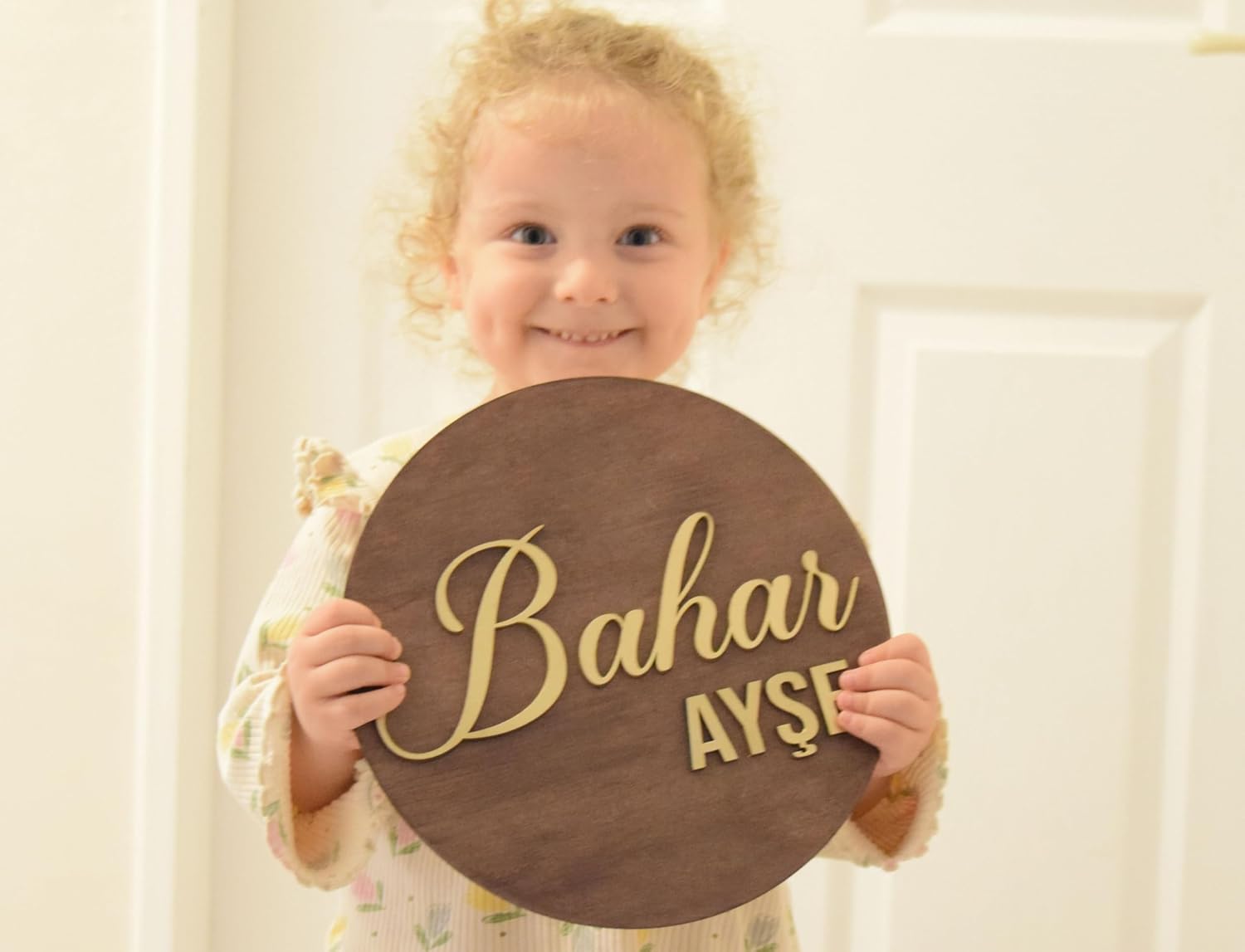 Personalized Wooden Nursery Name Sign - Custom Baby Name Door Sign for Kids' Room Decor, Natural Wood Wall Art - 12", 18", 24", 30" - Gift for Boys & Girls (24 x 24 x 2)