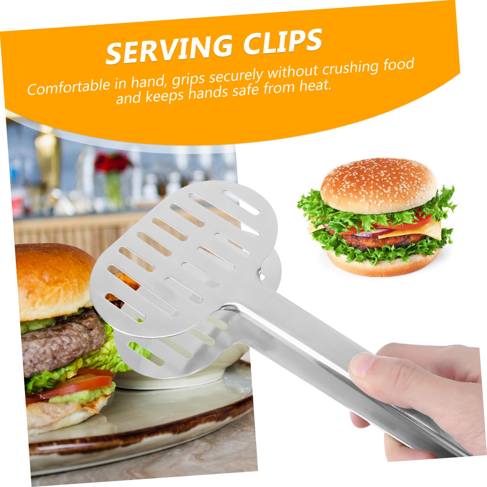 MAGICLULU 2 Piezas aperitivo barbacoa al aire libre pinza espátula pinzas para pasta pinzas de cocina para servir pinza para alimentos de acero inoxidable exterior clip de pan clip de comida