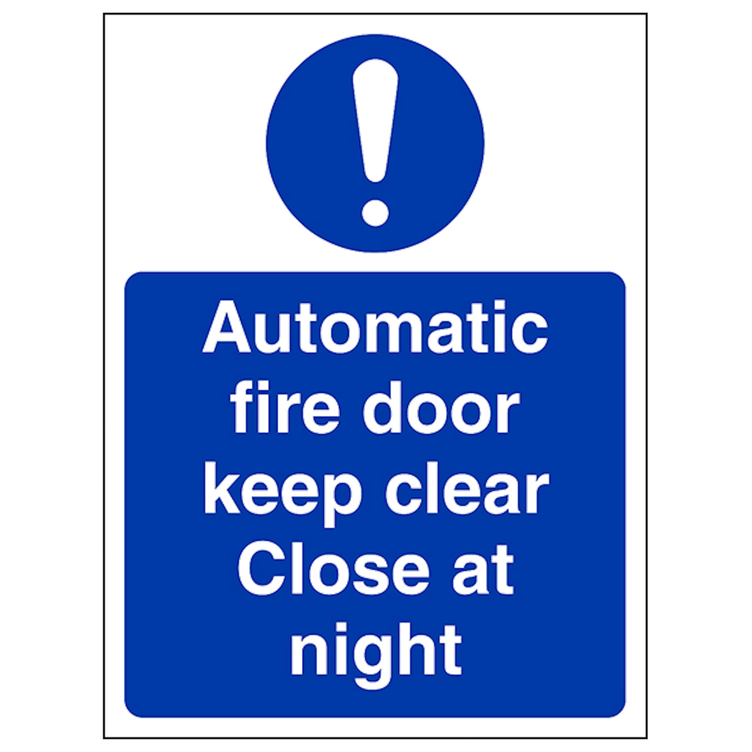 V Safety Automatic Fire Door Close At Night - Portrait 150 x 200 mm - Self Adhesive Vinyl - Aluminium Effect Safety Sign